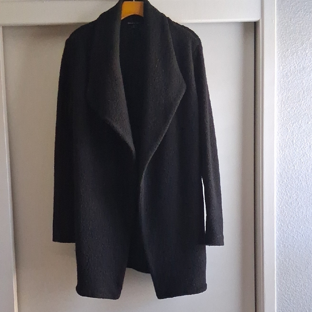 James Perse Size 1 Wool Blend Open Cardigan Black Small